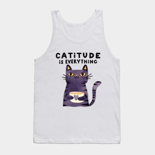 CATitude Is Everything ! Cat Funny Quote Tank Top